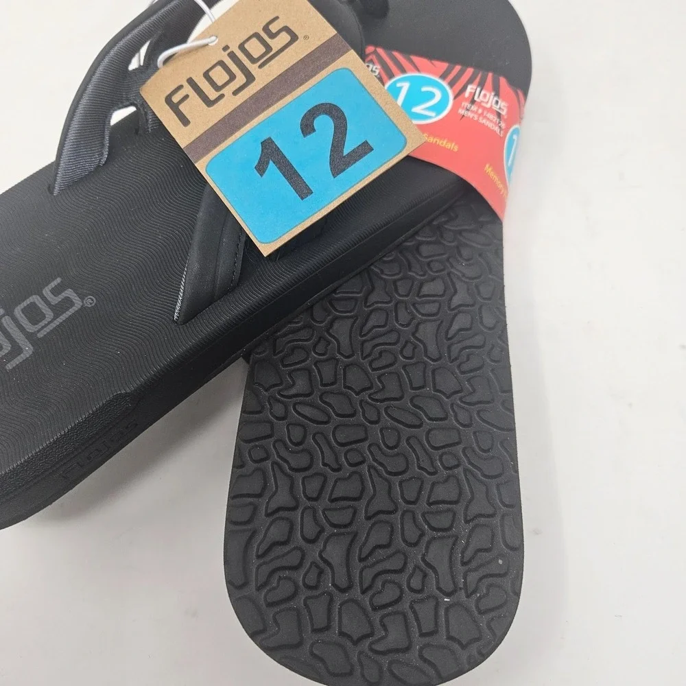 Men's Flojos Flip Flops Black Size 12 1482126
